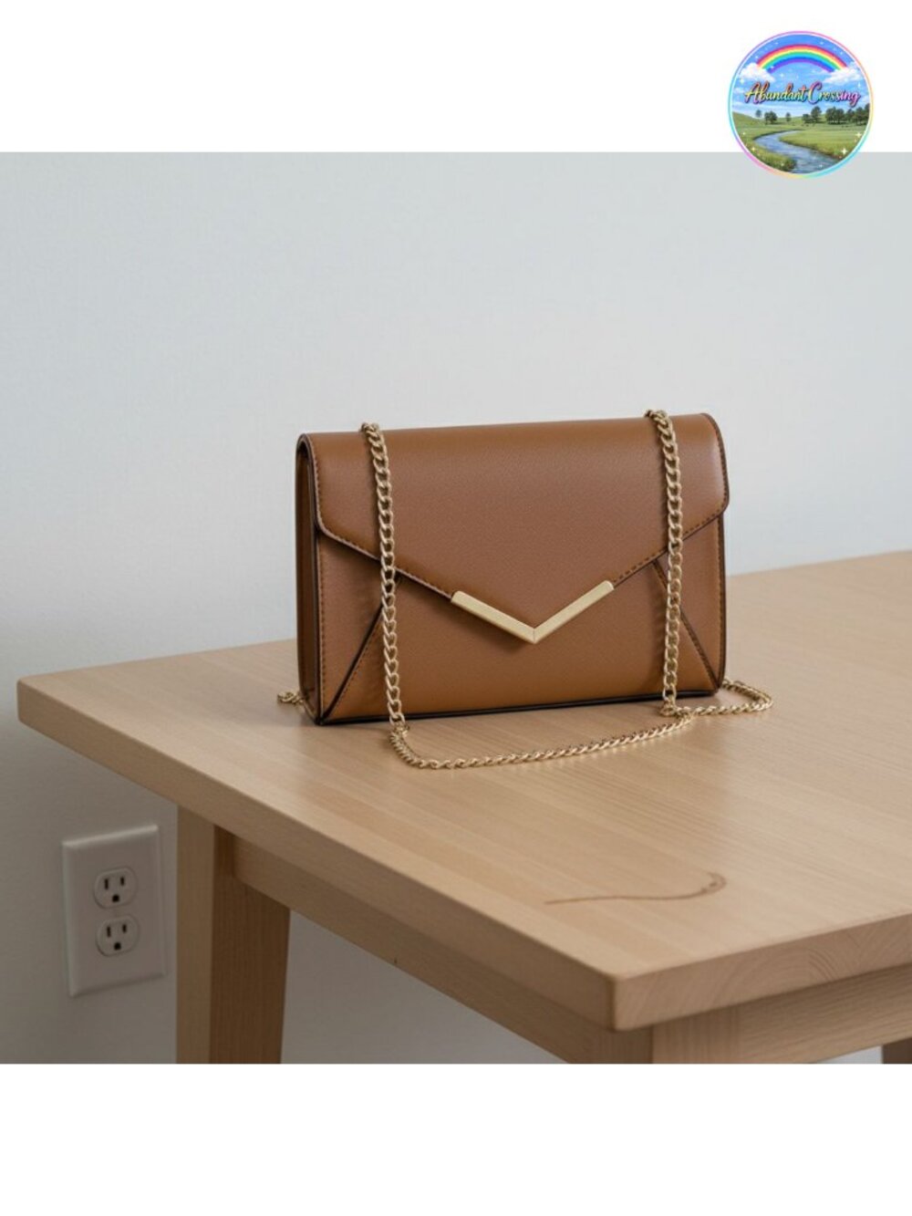 Faux Saffiano Leather Evening Clutch with Chain Strap